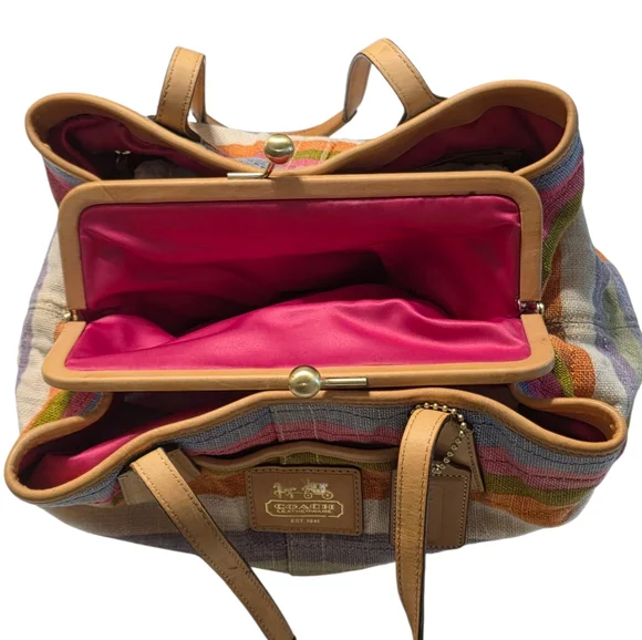 Coach Bag 2008 Hamptons Legacy Archive 10th Anniversary Kiss Lock Satchel Purse - Picture 5 of 16